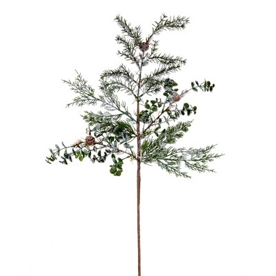 Vickerman Artificial Green Snow Cedar and Eucalyptus Spray