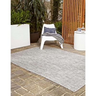 Light Gray Synthetic 9' x 12' Outdoor Rectangular Rug