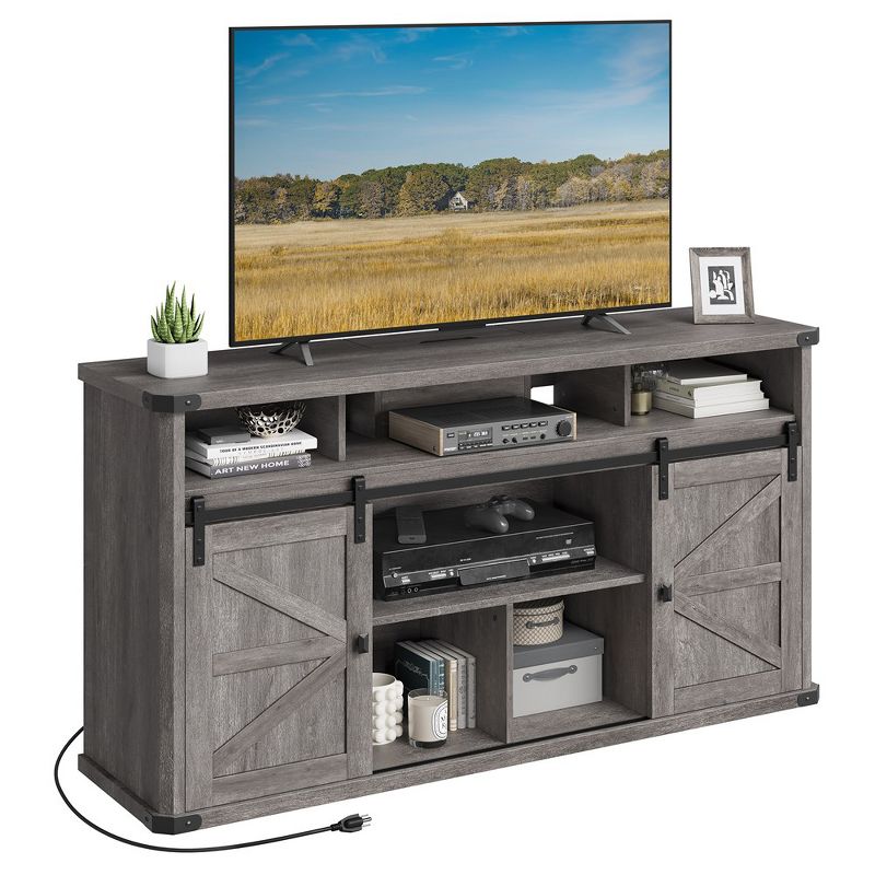 VASAGLE TV Stand for TVs up to 65 Inches, Farmhouse Entertainment Center with Sliding Barn Doors, TV Console Table, 2 of 10