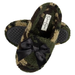 Jessica Simpson Girl's Slip-On Faux Shearling Clog Slippers with Satin Bow - 1 of 4