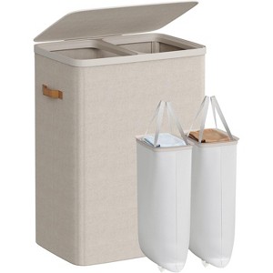 Laundry Basket, 44.9 Gal. Laundry Hamper, 2 Compartments, Easy Assembly, with Lid and Handles, Removable Inner Bags - 1 of 4