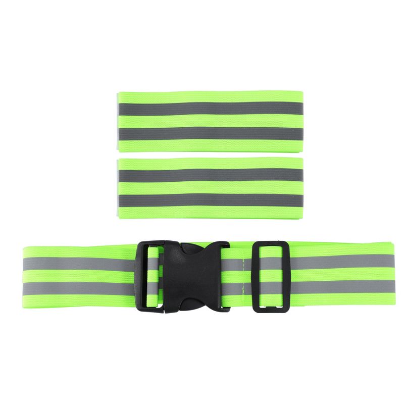 Unique Bargains High Visibility Reflective Belt Running Cycling Gear Green 3 Pcs, 1 of 8