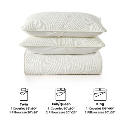 Peace Nest Soft Quilted 3-Piece Coverlet Set Ivory, King — фото 2