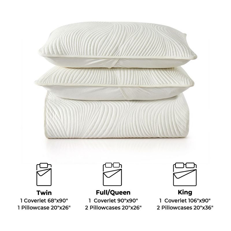 Peace Nest Soft Quilted 3-Piece Coverlet Set Ivory, 2 of 6
