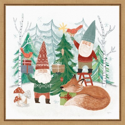Amanti Art Woodland Gnomes I by Mary Urban Canvas Wall Art Print Framed 16 x 16-in.