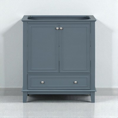 29.5" Bathroom Vanity Base, Solid Wood & MDF Construction, Adjustable Shelf, 2 Doors & 1 Drawer, Freestanding for Custom Sink