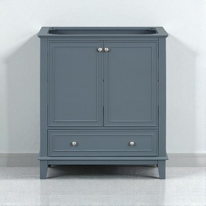 29.5" Bathroom Vanity Base, Solid Wood & MDF Construction, Adjustable Shelf, 2 Doors & 1 Drawer, Freestanding for Custom Sink - 1 of 4
