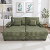 Loveseat Sofa Double Chaise Lounge Sleeper Sofa Bed Recliner Couch with Adjustable Back, Phone Holder, Cup Holders & Storage Compartments - ModernLuxe - 2 of 4