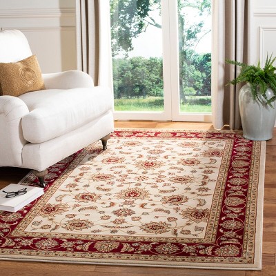 Majesty Cream and Red Synthetic Traditional Rectangular Area Rug