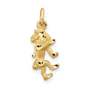 Black Bow Jewelry 14k Yellow Gold Leo the Lion Zodiac Satin and Diamond Cut Charm - 1 of 4