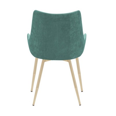 Teal High-Back Upholstered Arm Chair with Gold Metal Legs