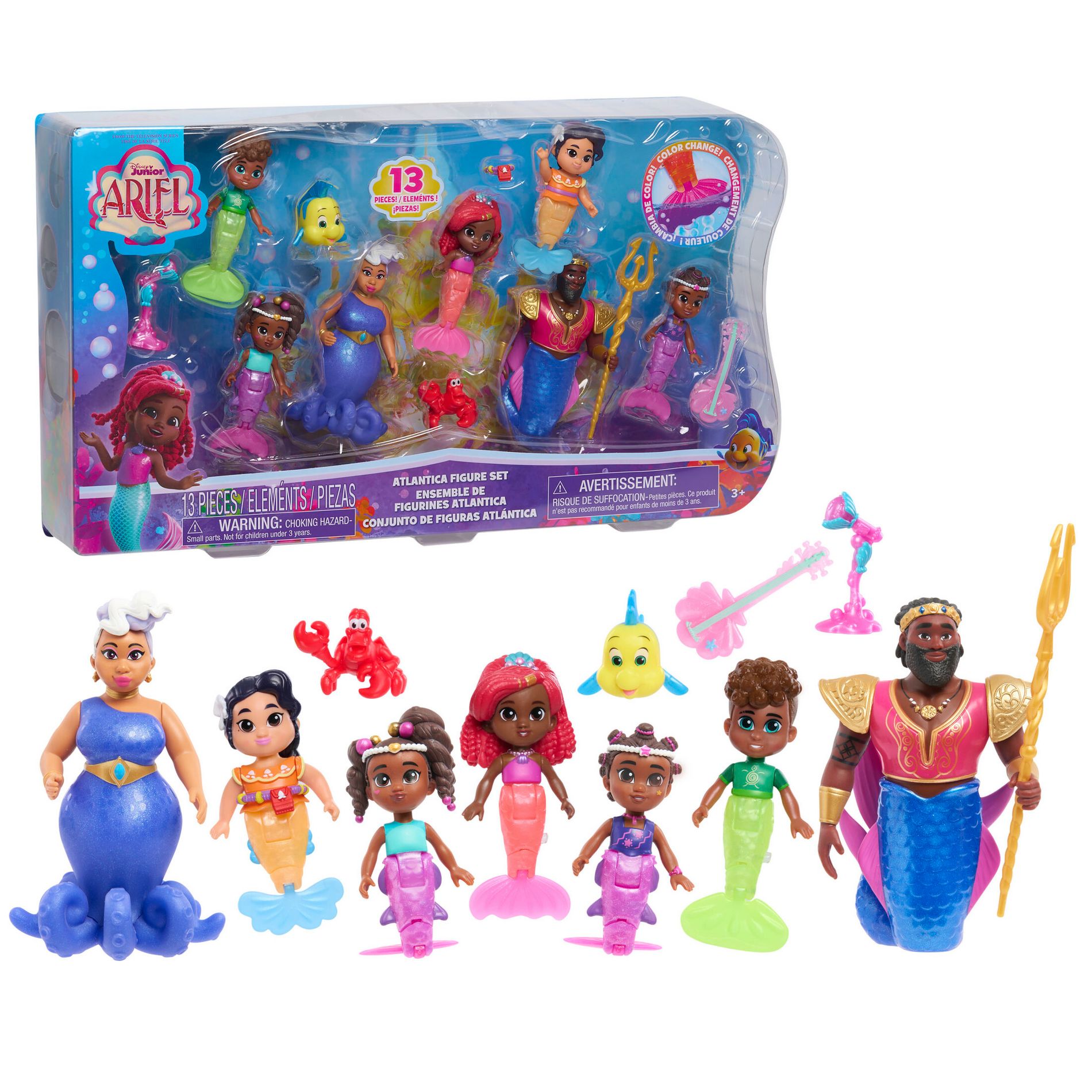 Disney Junior Ariel Atlantica Figure Set: 7-Piece Mini Figures Toy Collection