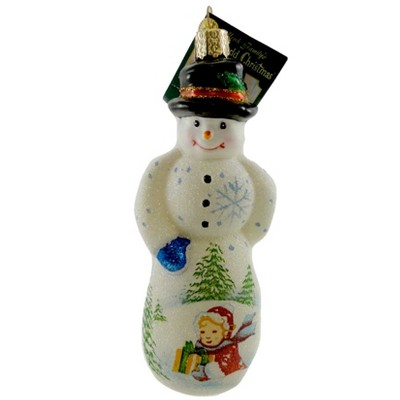 Old World Christmas 5.25 In Glistening Gentleman Snowman Ornament Glistening Snowman Tree Ornaments