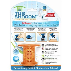 TubShroom (Orange) The Hair Catcher That Prevents Clogged Tub Drains - 1 of 4