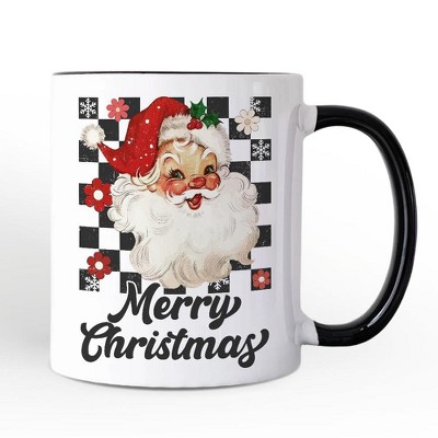 Checkered Santa Claus Vintage Mug, Retro Merry Christmas Gift | OrnamentallyYou