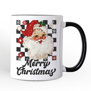 Checkered Santa Claus Vintage Mug, Retro Merry Christmas Gift | OrnamentallyYou - 1 of 4