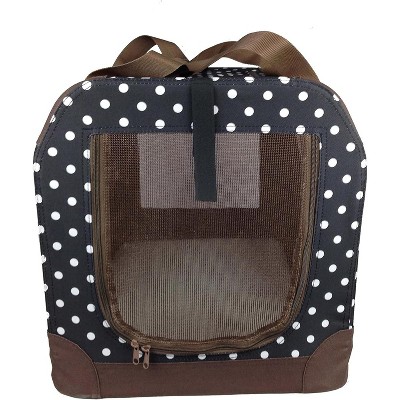 Extra Large Navy and Brown Polka Dot Soft-Sided Pet Crate