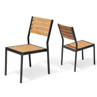 Pellebant Outdoor Dining Chairs Modern Aluminum Stackable Armless Chairs for Patio
