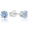 Pompeii3 1Ct TW Aquamarine 5mm Studs in 10k White or Yellow Gold - 2 of 3