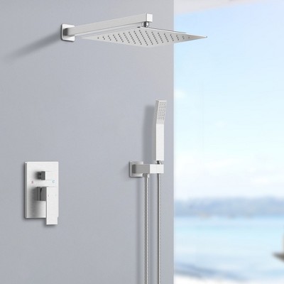 Shower System Shower Faucet Combo Set Wall Mounted with 12" Rainfall Shower Head
