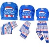 cheibear Christmas Cute Letters Print Long Sleeve Tee with Pants Loungewear Family Pajama Sets Blue - 2 of 4