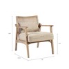 GDFStudio Pete Fabric Upholstered Rubberwood Armchair with Cane Inset Back, Light Brown - 3 of 4