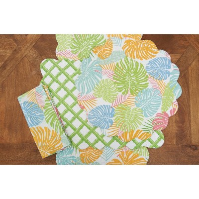 Palm Beach Multicolor Cotton Quilted Round Reversible Placemats Set of 6
