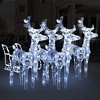 vidaXL Reindeer And Sleigh Christmas Decoration Set of 4 Cool white - 2 of 4