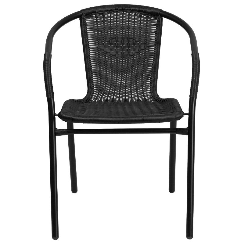 Emma and Oliver 2 Pack Rattan Indoor-Outdoor Restaurant Stack Chair with Curved Back, 4 of 14