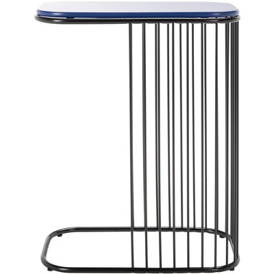 Astonishing Asymmetry Blue and Black Metal Wood Side Table