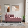 Pink Velvet Chaise Lounge, Mid-Century Modern Sleeper Sofa with Tool-Free Assembly, 64-Inch Compact Design - 3 of 4