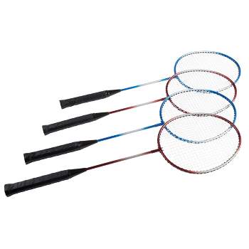 Toy Time All-in-One Portable Outdoor Badminton Game Set - Includes 4 Racquets, 3 Shuttlecocks, Regulation-Size Net, Ground Anchors, and Carrying Case
