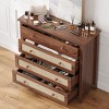SEVOBAL Utility Storage Cabinets Five Drawer Chest Woven Rattan Detail Modern Storage Living Room Home Office Entryway, Brown, 15.6"*39.4"*37" - 2 of 4