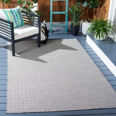 Hampton Ivory and Black Square Indoor/Outdoor Rug