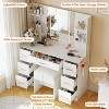 Vanity Desk with Lights, Large Makeup Vanity with Mirror and Chair, Hair Dryer Rack, 3 Lighting Modes Brightness Adjustable Dressing Table - 3 of 4