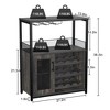 Garvee Wine Bar Cabinet with Detachable Rack, Glass Holder, Small Sideboard and Buffet Mesh Door, Gray - 3 of 4