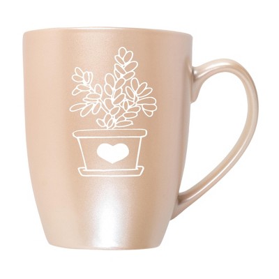 Elanze Designs Botanical Succulent Nature Coffee Cup Mug 10 Ounce Ceramic With Shimmery Metallic Finish Elegant Minimalist Jade Plant Silhouette