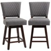 Swivel Bar Stools Set of 2, Counter Height Barstools Seat Height with Back, Rubber Wood Legs and Footrests, for Kitchen Pub, Gray - 4 of 4