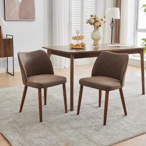 Upholstered Dining Chair with Solid Wood Legs,Wing Backrest for Dining Room,Set of 2 - 1 of 4
