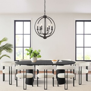 9 Piece Dining Set,83" Extendable Wood Dining Table with 8 Upholstered Velvet Dining Room Chairs,Farmhause,Indoor Furniture-Maison Boucle - 1 of 4