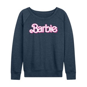 Women's - Barbie - Logo Retro-Women's French Terry Pullover Lightweight French Terry Wide Neck Long Sleeve Graphic Shirt - 1 of 4