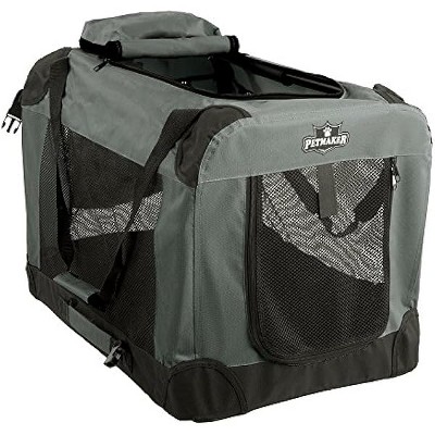 PETMAKER Portable Soft Sided Pet Crate, 24" x 16", Gray