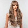 Jessie's Wig Cosplay Heat Resistant Long Curly Synthetic Wigs Ash Brown Wigs with Bangs for Women 26 Inch 1 Pc/Pack - 4 of 4