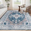 GlasFlength Rug Pads Vintage Bohemia Waterproof Extra Large Area Rugs Non-Slip Rug Pads Washable Rug for Room, Blue, 120"*96"*0.31" - 2 of 4