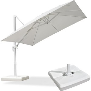 PURPLE LEAF Patio Umbrella White Cantilever Offset Umbrella Square Outdoor Umbrella with 360-degree Rotation for Garden Deck Pool - 1 of 4