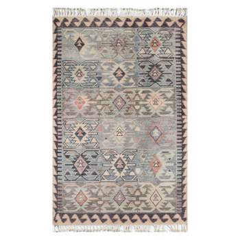 2'x3' Geometric Design Knotted Accent Rug Blue - Momeni