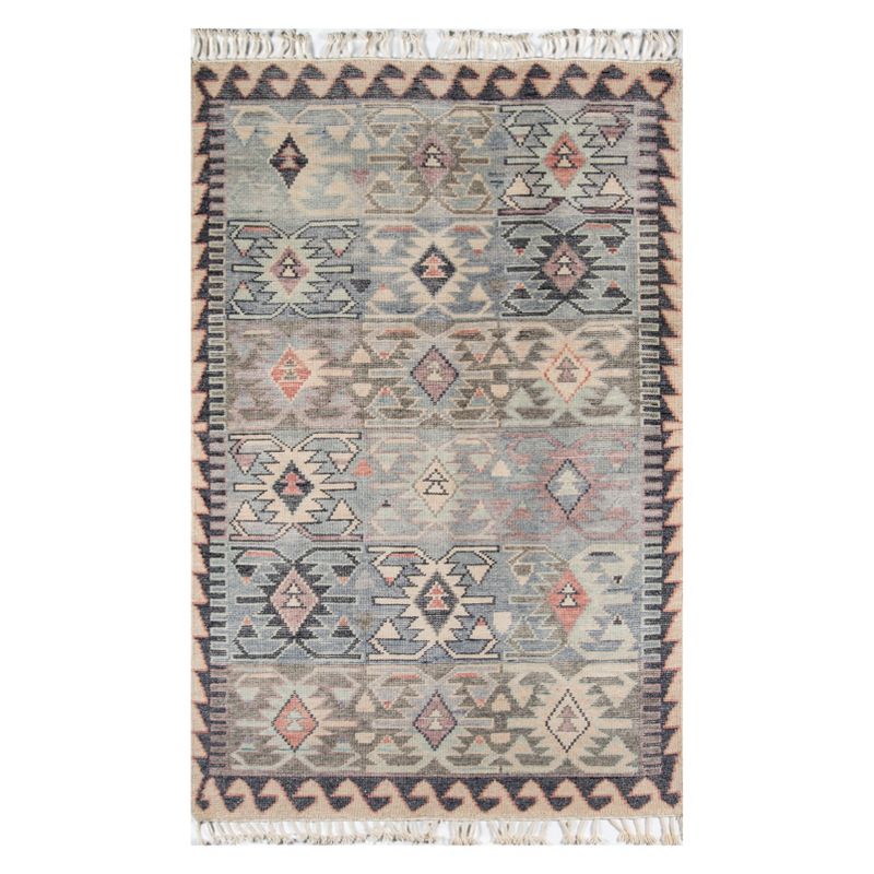 2&#39;x3&#39; Geometric Design Knotted Accent Rug Blue - Momeni, 1 of 6