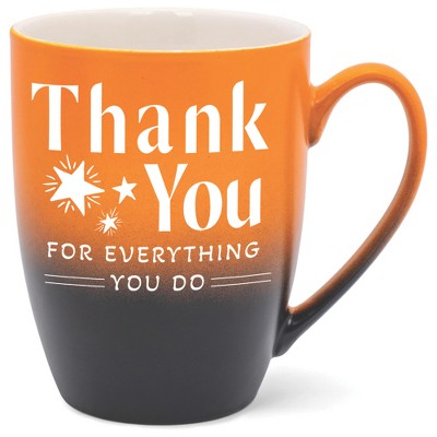 Elanze Designs Thank You Everything You Do Two Toned Ombre Matte Orange and Black 12 ounce Ceramic Stoneware Coffee Cup Mug