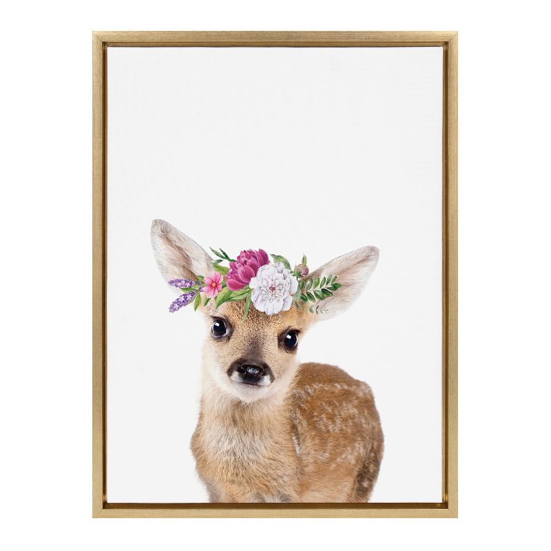 Kate & Laurel All Things Decor 18"x24" Sylvie Flower Crown Fawn Framed Wall Art by Amy Peterson Art Studio , 2 of 7