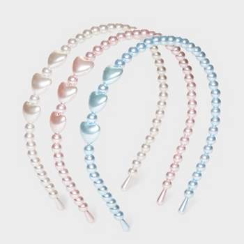 Girls' 3pk Pearl Headbands - Cat & Jack™ Blue/Pink/White